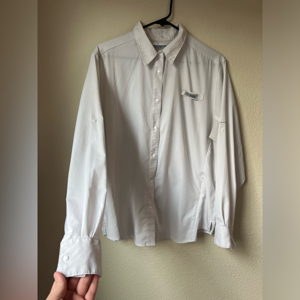 Columbia PFG White Long Sleeve Fishing Shirt XXL | Vented Outdoor Button Down